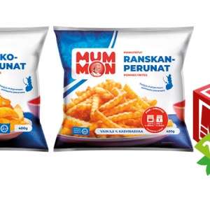mummon aidot poimutetut ranskanperunat tai lohkoperunat