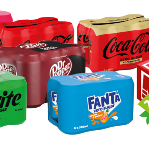 coca-cola zero, fanta zero, sprite zero tai/eller  dr. pepper zero 6-pack
